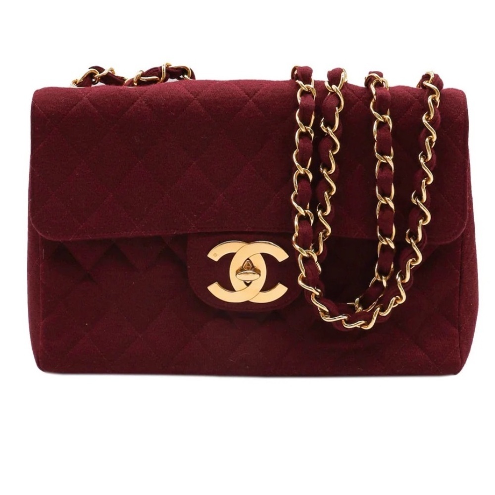 CHANEL Red Canvas Jumbo Bag